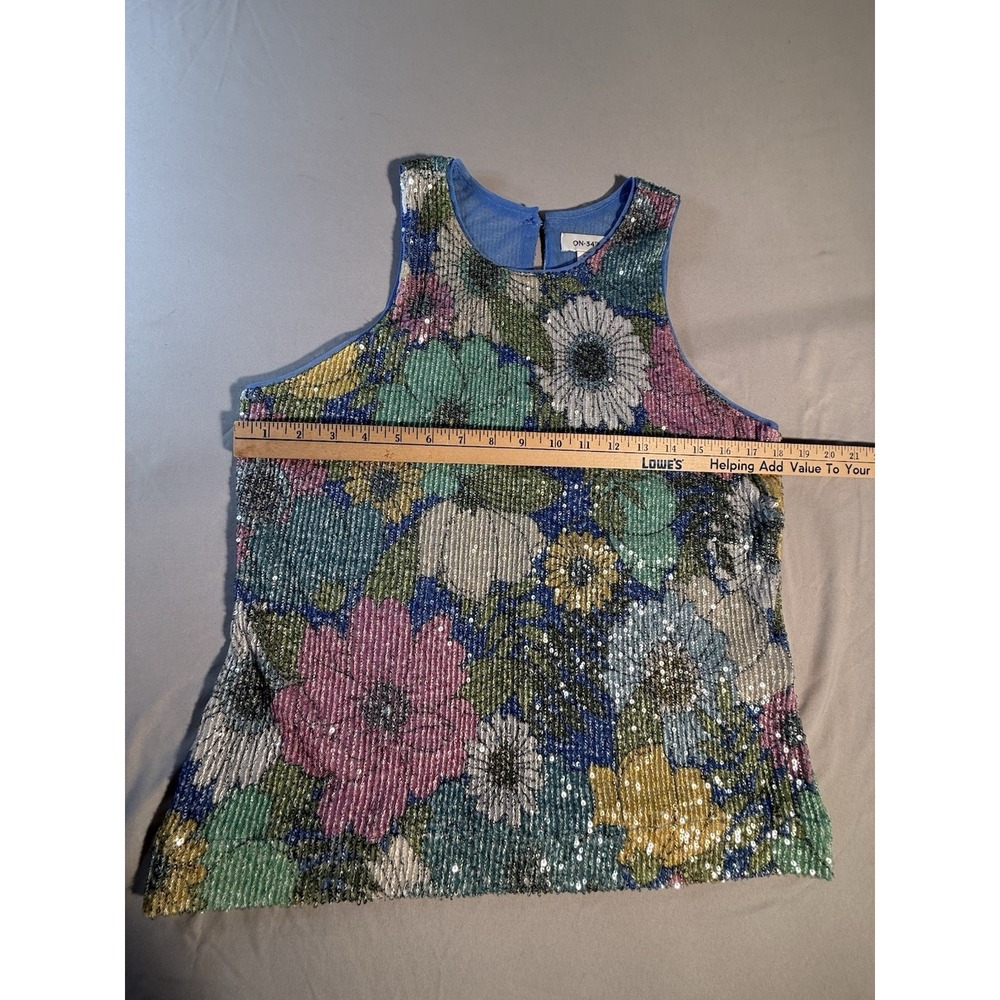 On 34th Women's Flowered Sequined Dress Tank Top Wedding,Date Night Size M - Picture 2 of 10